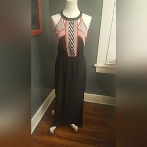 Ladies long black dress.with halter neckline size small.